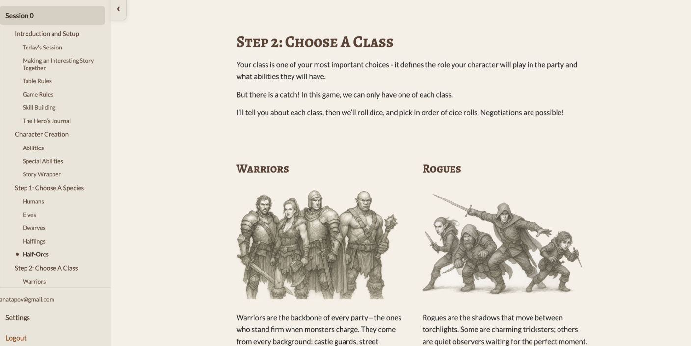 SparkForge GM portal session navigation