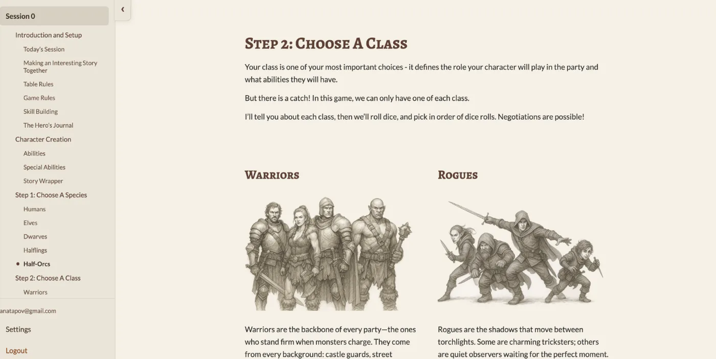SparkForge GM portal session navigation